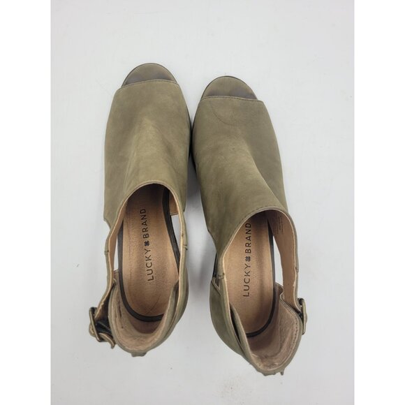 Lucky Brand Platform Heels Size 9 39 Green Suede Strap Shoes with Wooden  Heels - Picture 10 of 14